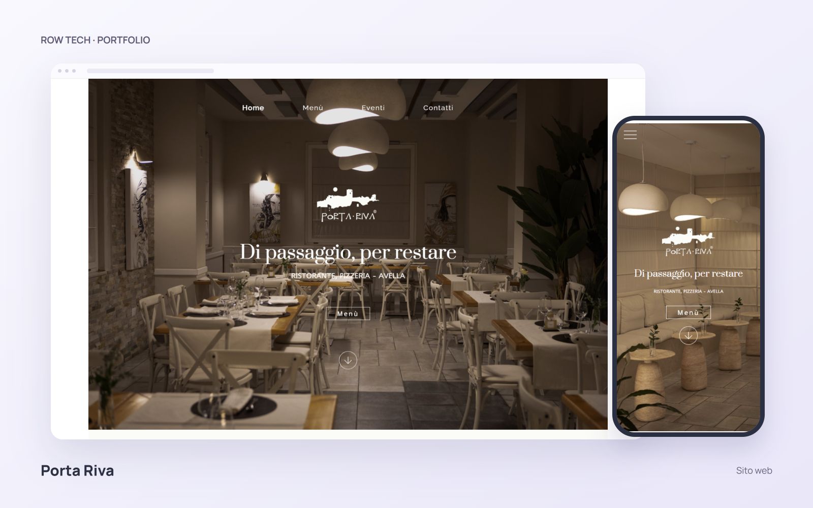 Homepage del sito Porta Riva in un mockup desktop e smartphone