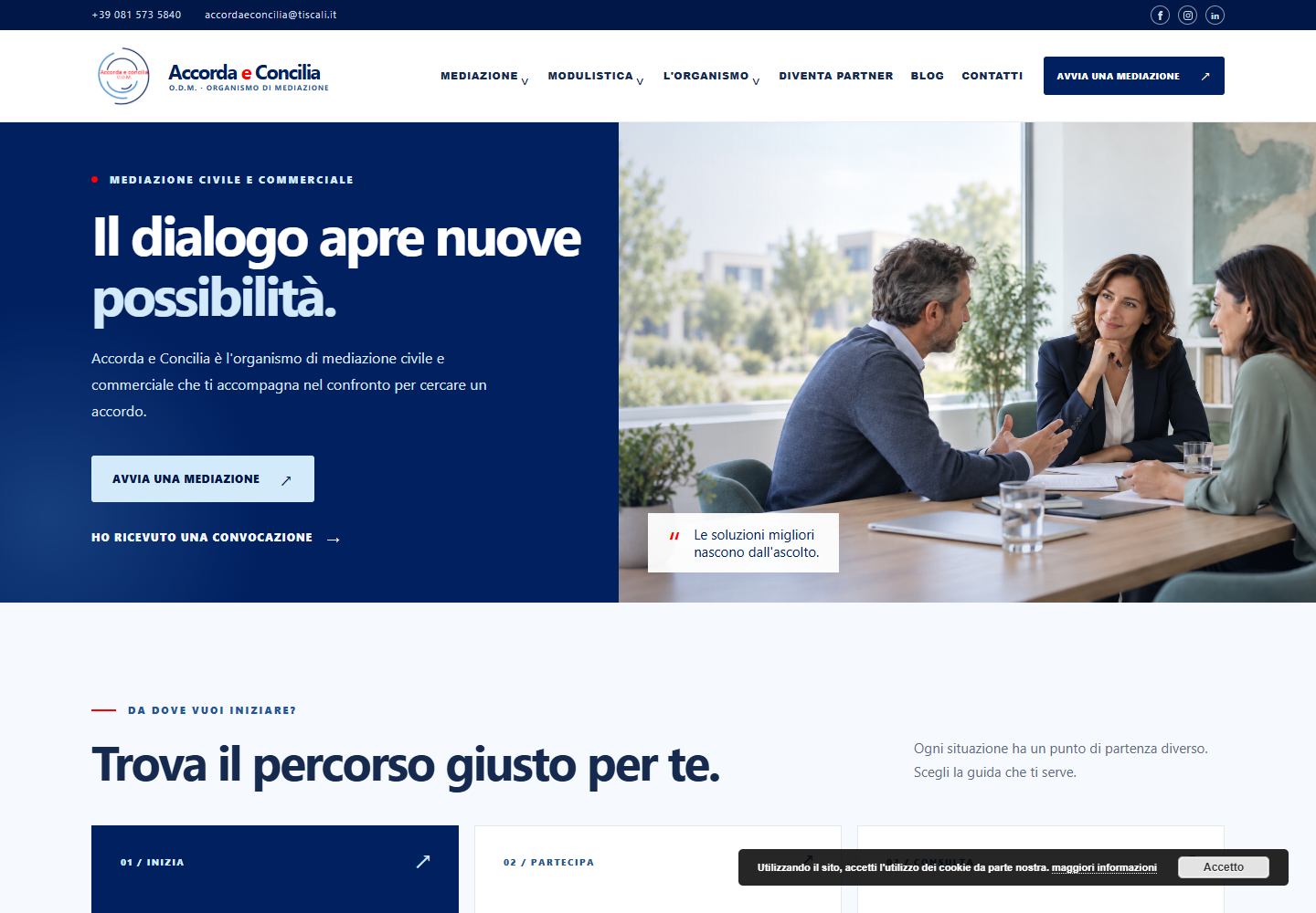 Accorda e Concilia — sito ufficiale su desktop, 13 ottobre 2026