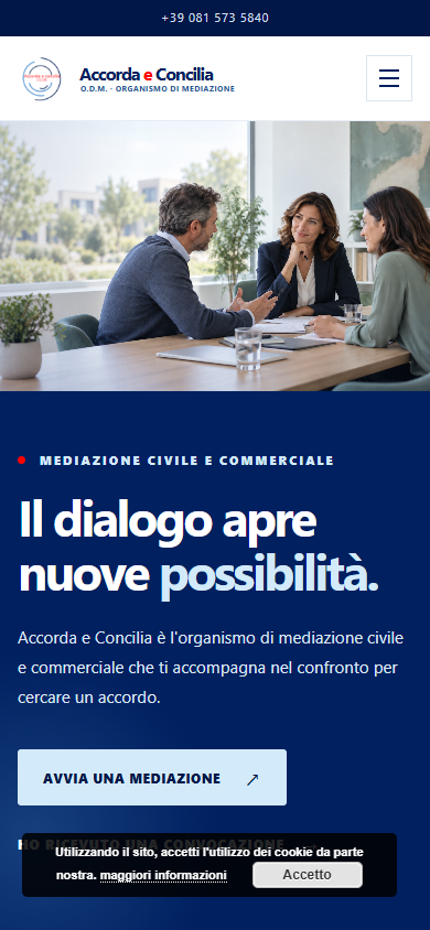 Accorda e Concilia — sito ufficiale su smartphone, 13 ottobre 2026