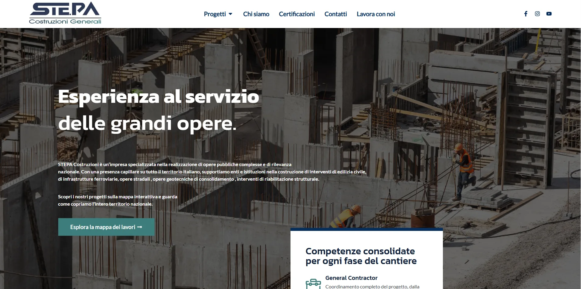 La homepage del sito Stepa Costruzioni