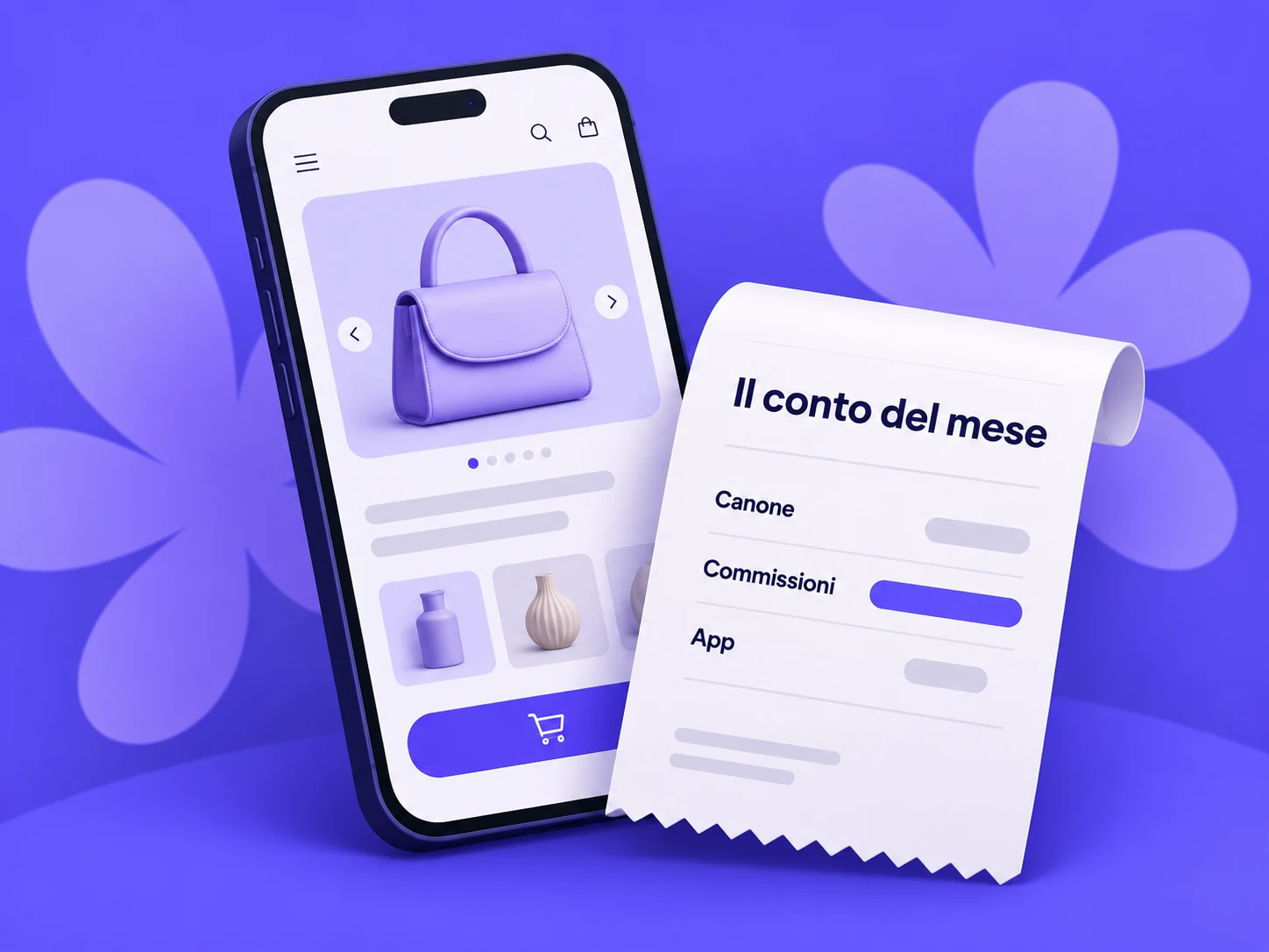 Costi di un negozio Shopify: smartphone con e-commerce e scontrino di canone, commissioni e app