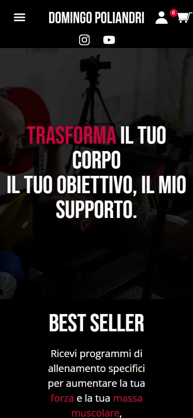 Il sito di Domingo Poliandri, personal trainer, visto da smartphone