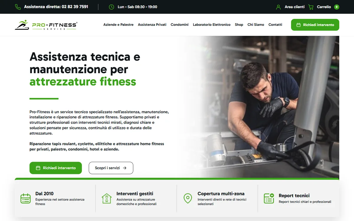 La homepage di profitness-service.it