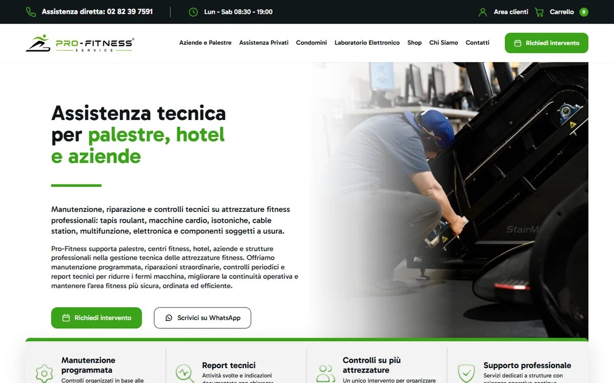 La sezione per palestre, hotel e aziende di profitness-service.it