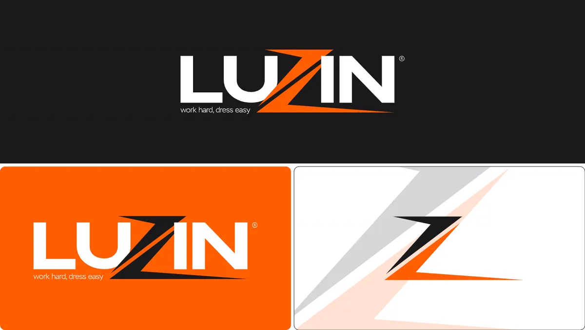 Il logo Luzin Sport su fondo scuro, arancione e bianco