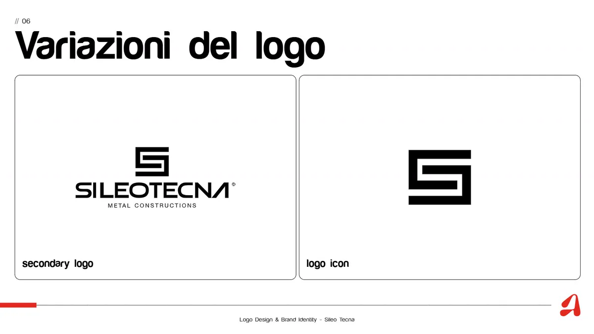 Le variazioni del logo di Sileo Tecna: versione verticale e simbolo da solo
