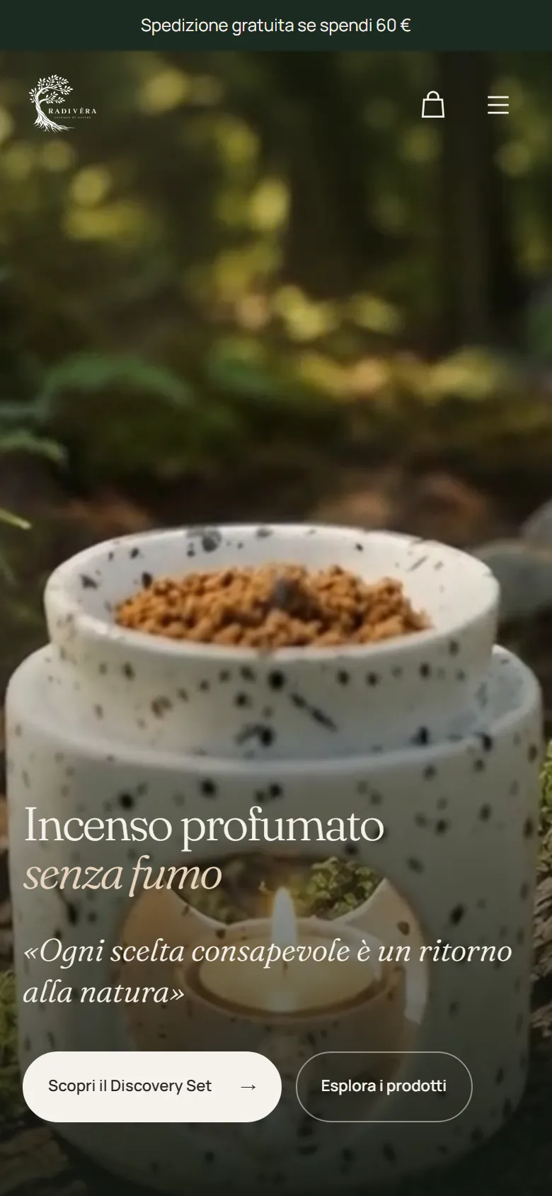 La homepage di RadiVèra vista da smartphone