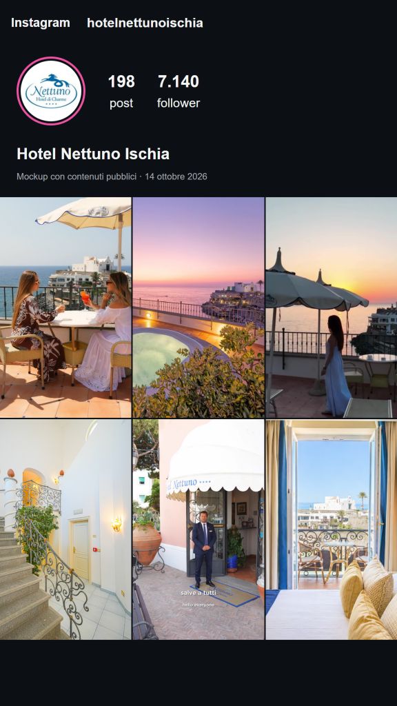 Il profilo Instagram di Hotel Nettuno Ischia, 14 ottobre 2026