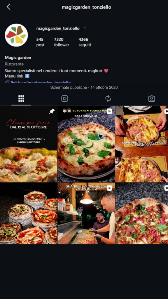 Profilo Instagram, 14 ottobre 2026