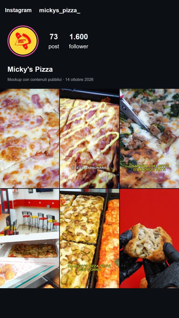 Il profilo Instagram di Micky’s Pizza