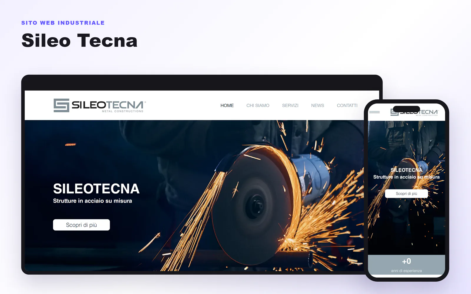 Mockup desktop e mobile del sito Sileo Tecna