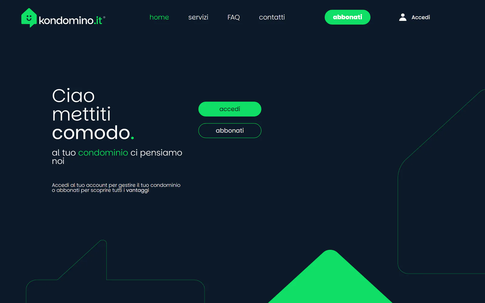 Homepage desktop del sito Kondomino