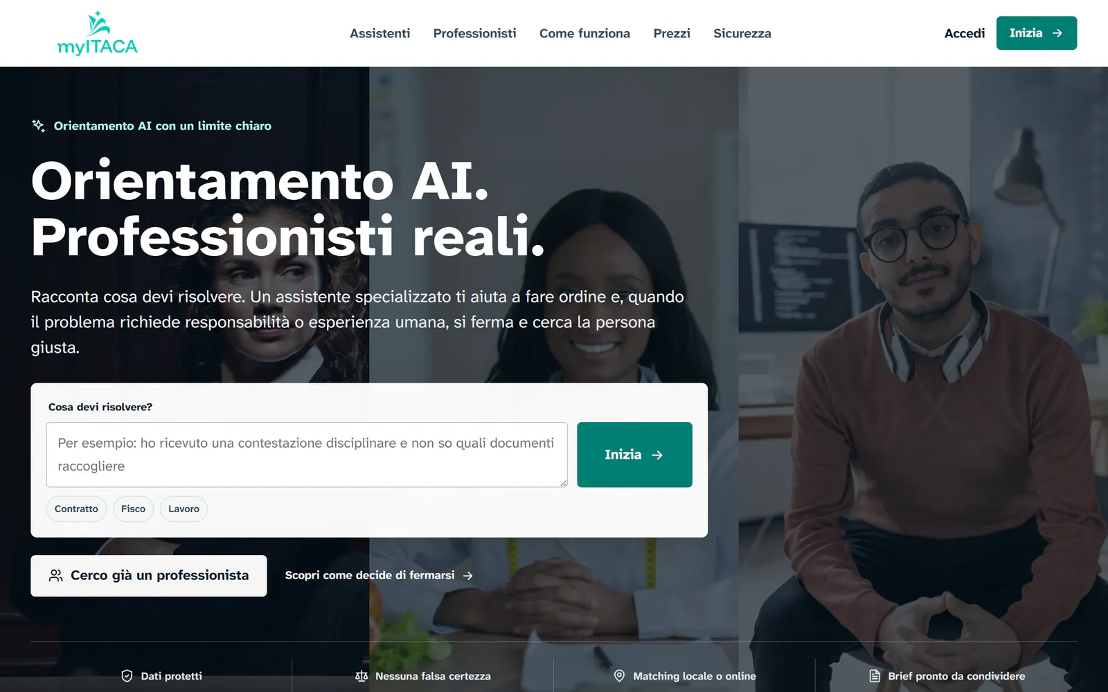 Homepage desktop del sito myItaca