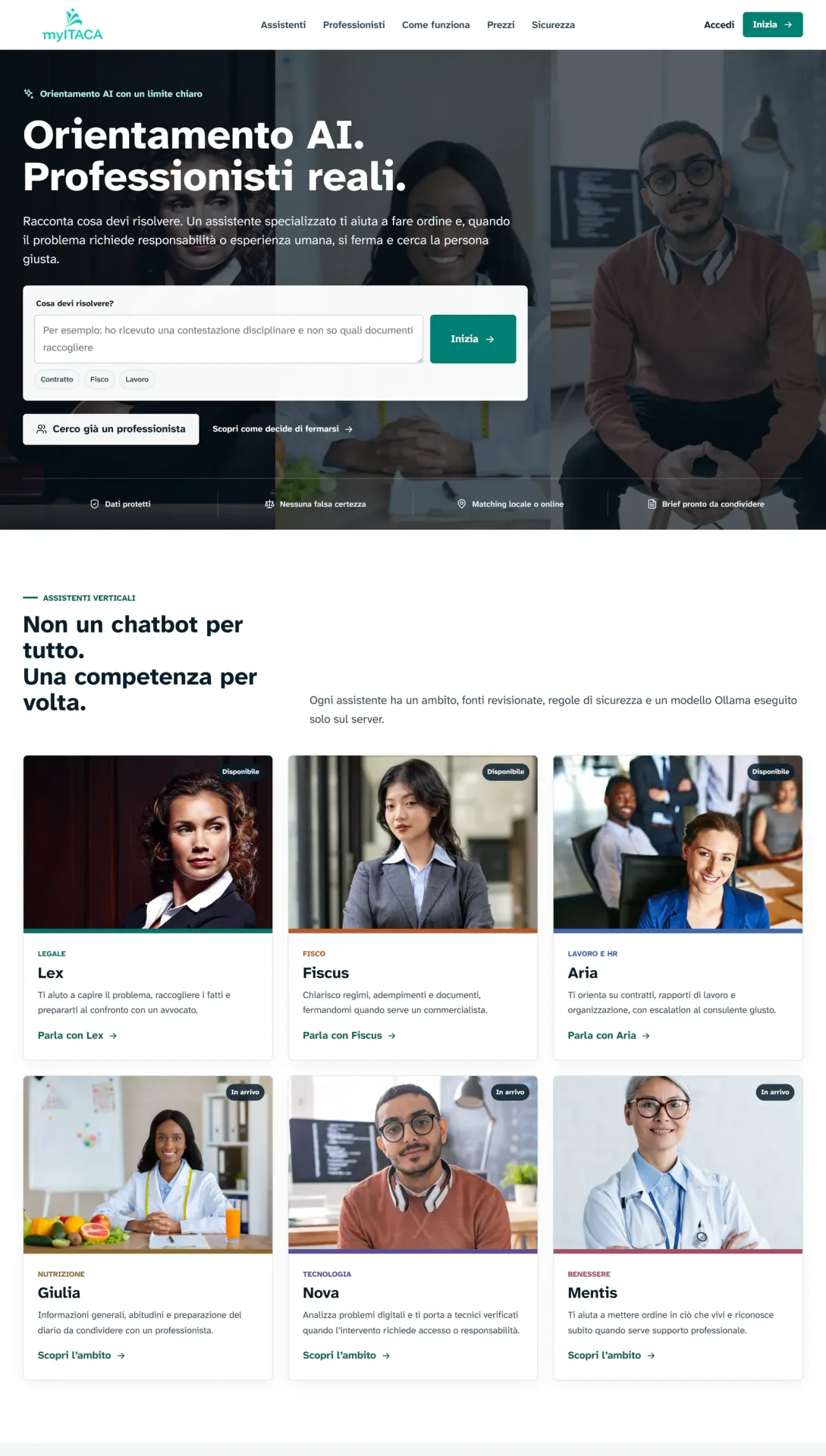 Homepage completa del sito myItaca