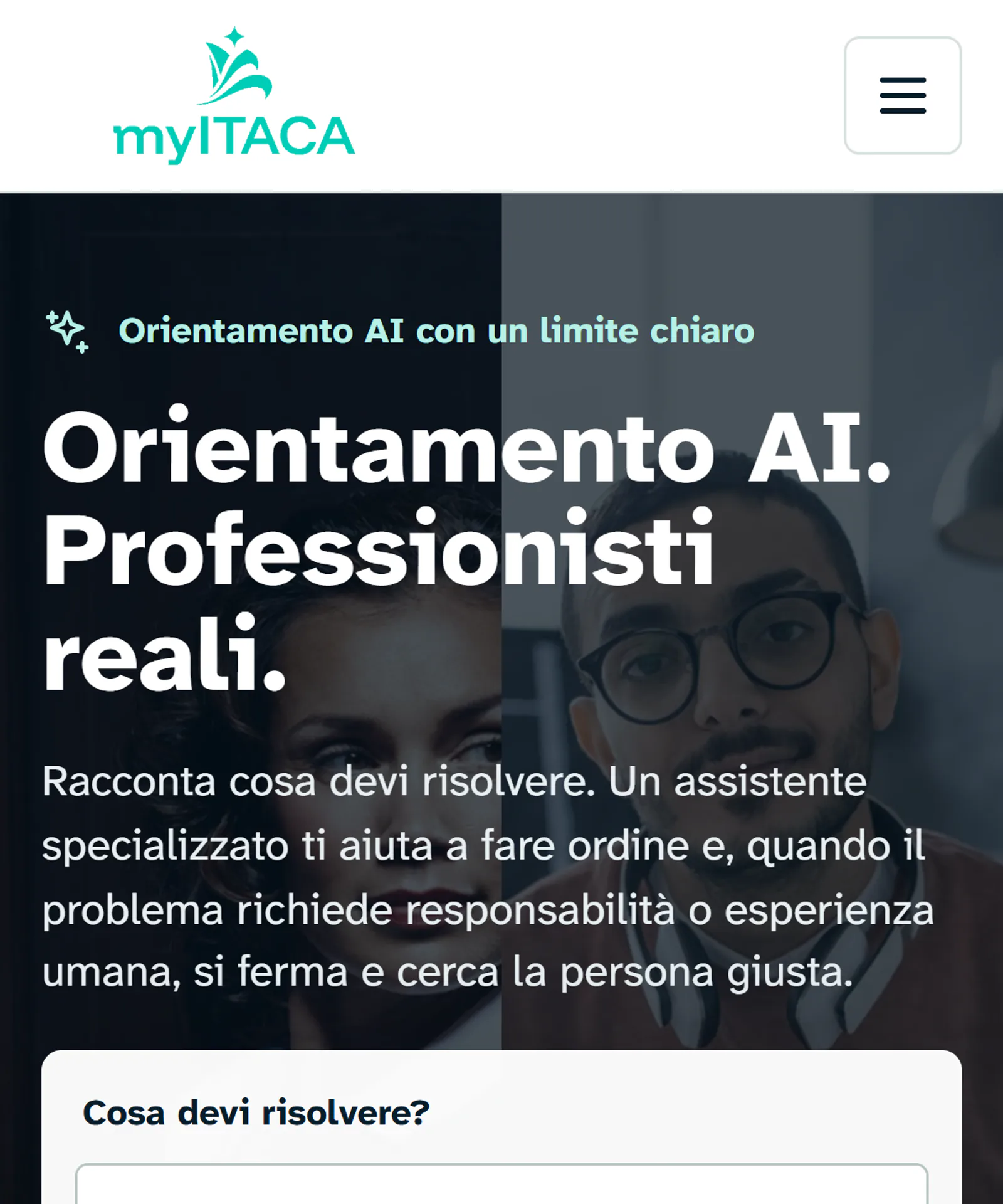 Homepage mobile del sito myItaca