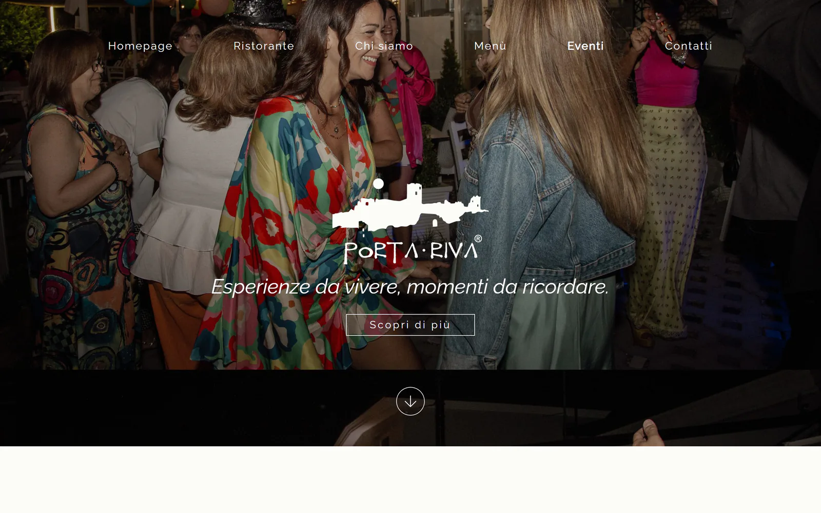 Pagina del gestore eventi nel sito Porta Riva
