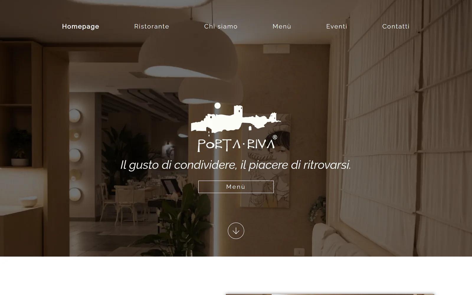 Homepage desktop del sito Porta Riva