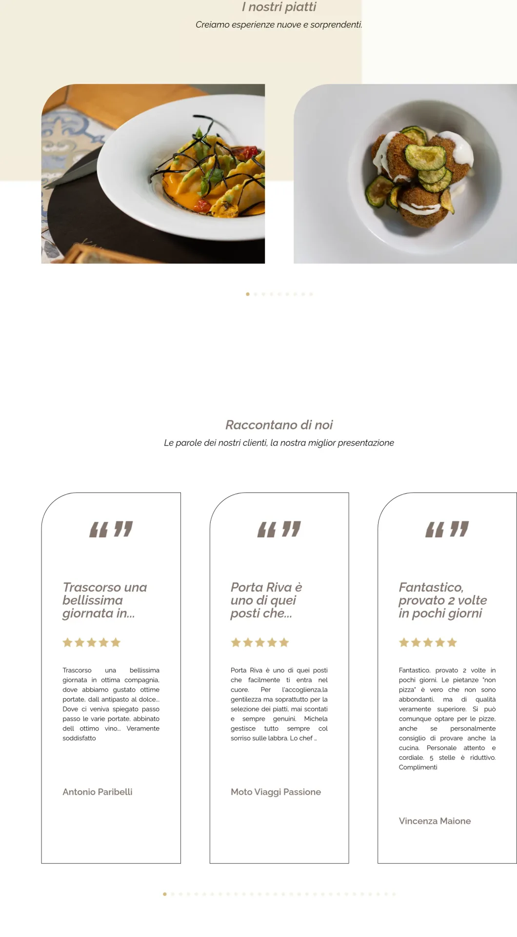 Carosello delle recensioni Google nel sito Porta Riva