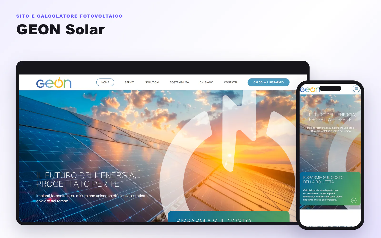 Anteprima desktop e mobile del sito GEON Solar