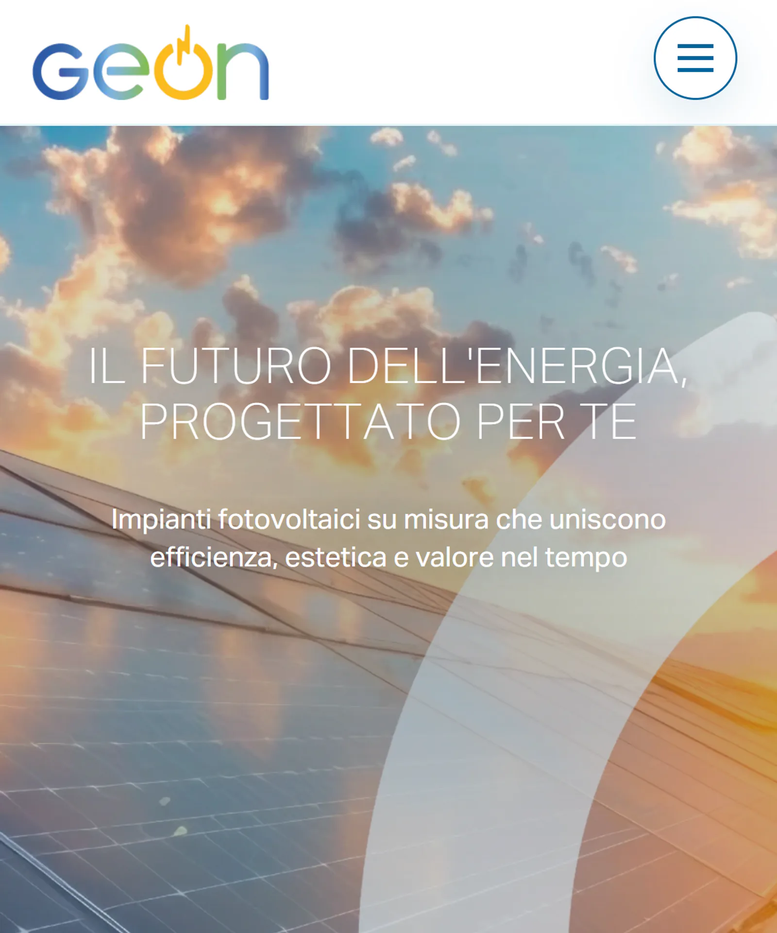 Homepage mobile del sito GEON Solar