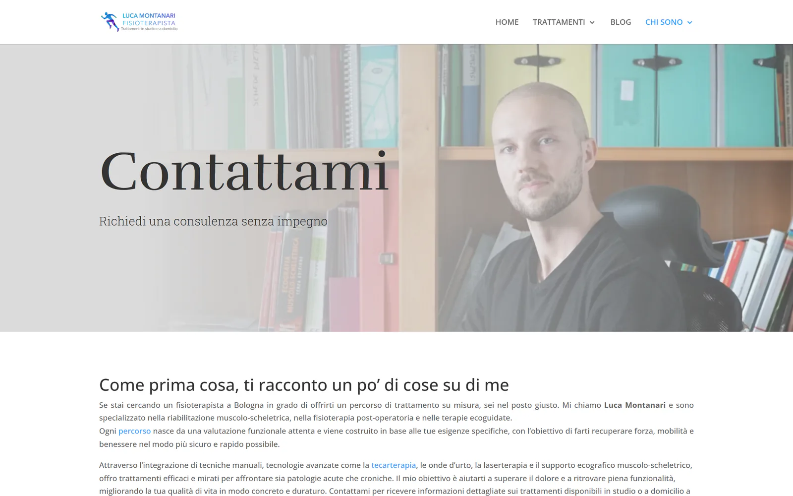 Sezione pubblica dei contatti professionali per Luca Montanari Fisioterapista