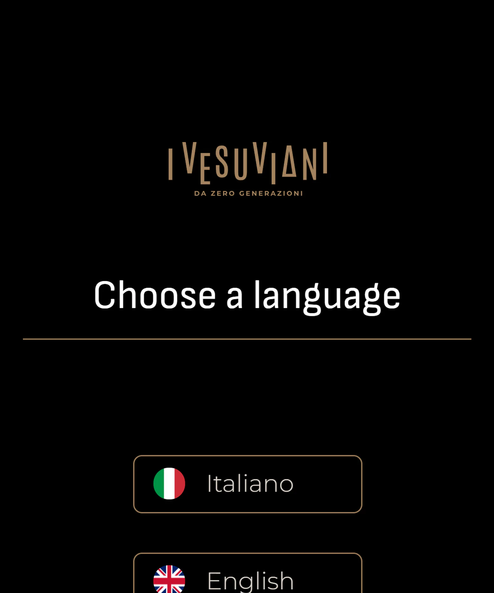 Homepage mobile del sito Menu Pizzeria I Vesuviani